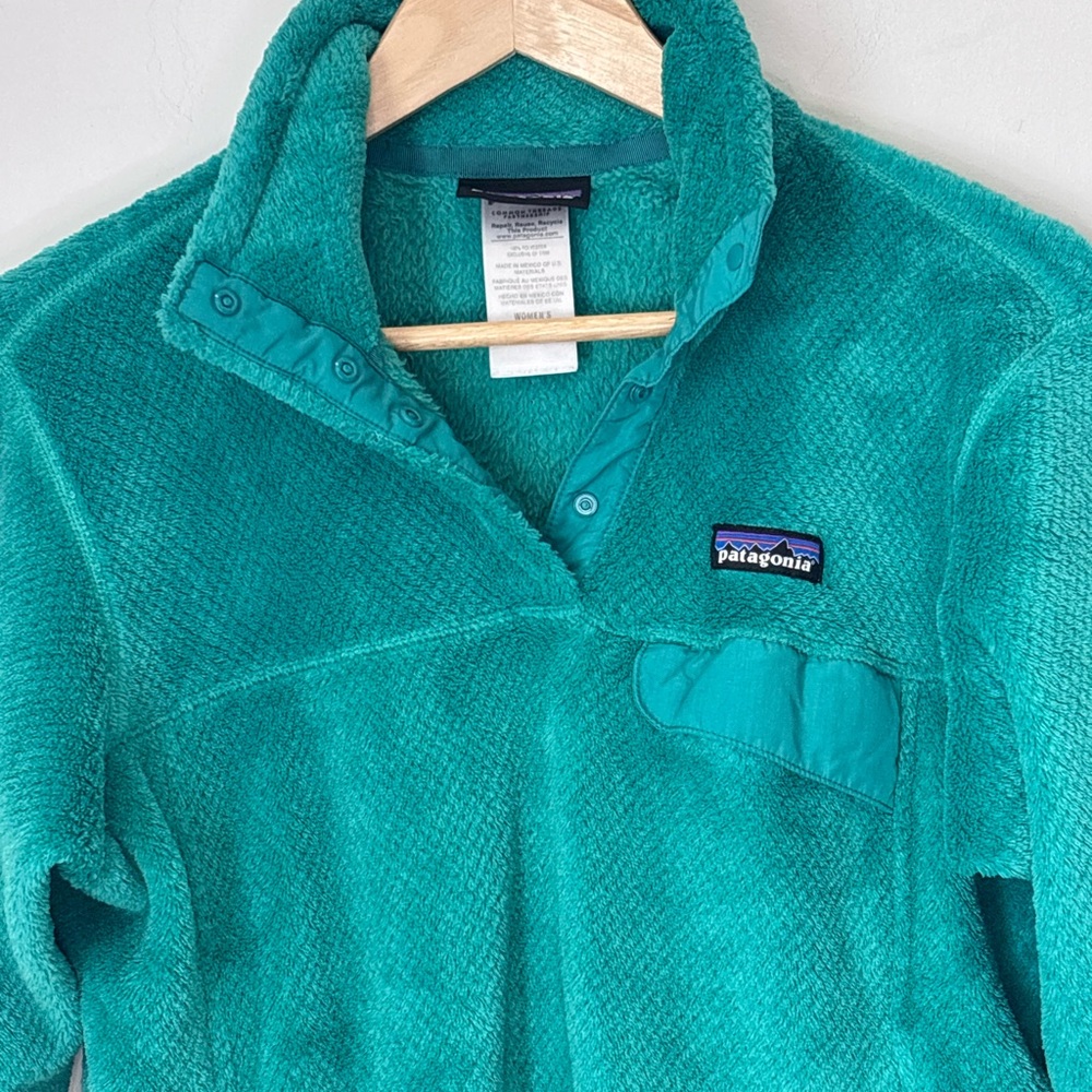 Patagonia Women’s Green Fleece Quarter Snap Pullover Size Medium w/pockets -A88